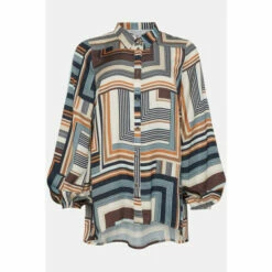 Wallis Geo Satin High Low Hem Shirt For Female -Cheap Wallis Store unnamed file 350