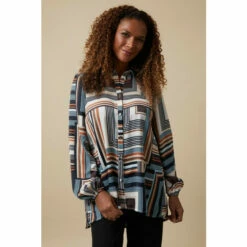 Wallis Geo Satin High Low Hem Shirt For Female -Cheap Wallis Store unnamed file 351