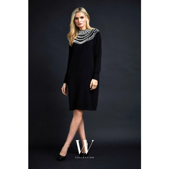 Wallis Pearl Necklace Black High Neck Knitted Dress For Female 9 Wallis Pearl Necklace Black High Neck Knitted Dress For Female - Image 7
