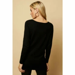 Wallis Leaf Embellishment Black V Neck Jumper For Female -Cheap Wallis Store unnamed file 3530