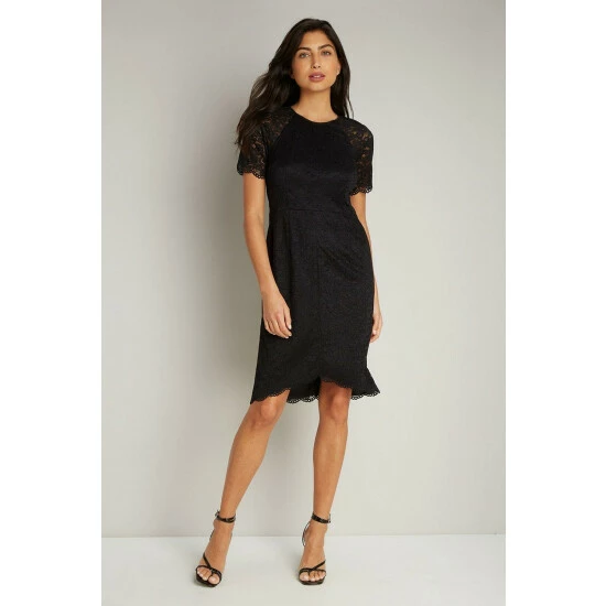 Wallis Petite Black Sheer Sleeve Dress For Female 4 Wallis Petite Black Sheer Sleeve Dress For Female - Image 2