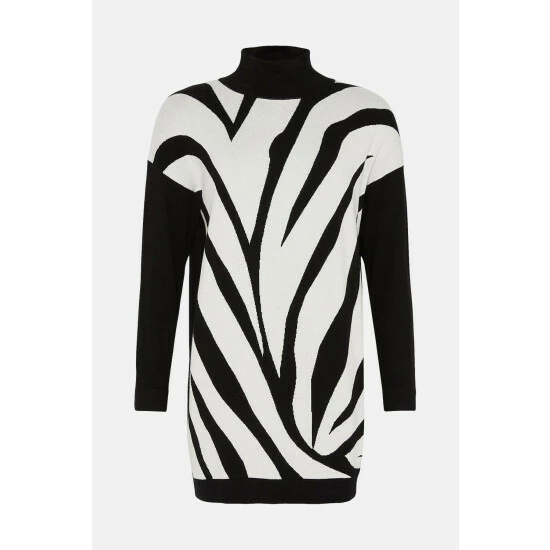 Wallis Petite Mono Zebra Knitted Tunic For Female 7 Wallis Petite Mono Zebra Knitted Tunic For Female - Image 5