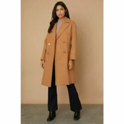 Wallis Double Breasted Zip Pocket Midi Coat For Female -Cheap Wallis Store unnamed file 3602
