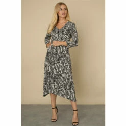 Wallis Petite Mono Twist Front Jersey Dress For Female