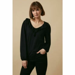 Wallis Plain Jersey Ruffle Top For Female