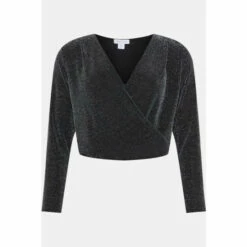 Wallis Petite Shimmer Long Sleeve Wrap Top For Female -Cheap Wallis Store unnamed file 3716