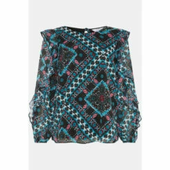 Wallis Mosaic Print Frill Top For Female -Cheap Wallis Store unnamed file 3752