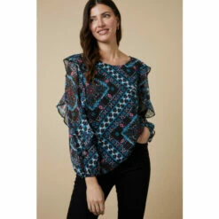Wallis Mosaic Print Frill Top For Female -Cheap Wallis Store unnamed file 3753