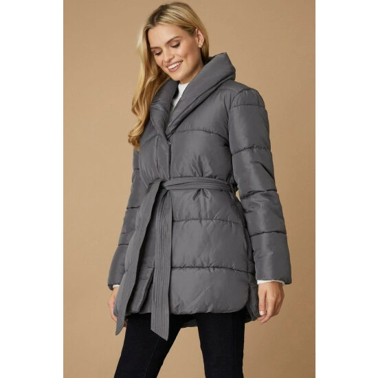 Wallis Shawl Neck Belted Puffer Coat For Female 4 Wallis Shawl Neck Belted Puffer Coat For Female - Image 2