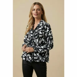 Wallis Petite Mono Abstract Tie Neck Blouse For Female