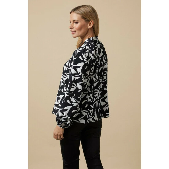 Wallis Petite Mono Abstract Tie Neck Blouse For Female 5 Wallis Petite Mono Abstract Tie Neck Blouse For Female - Image 3