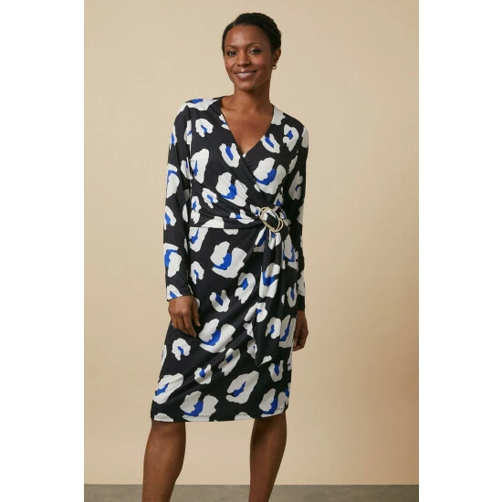 Wallis Animal Buckle Jersey Wrap Midi Dress For Female 4 Wallis Animal Buckle Jersey Wrap Midi Dress For Female - Image 2