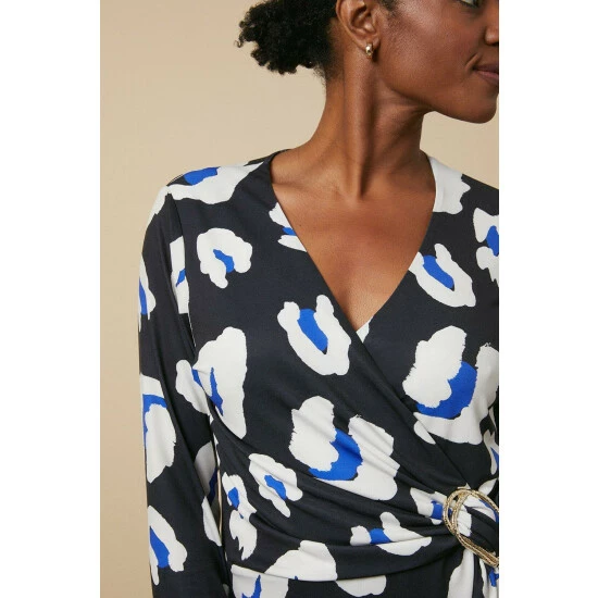 Wallis Animal Buckle Jersey Wrap Midi Dress For Female 6 Wallis Animal Buckle Jersey Wrap Midi Dress For Female - Image 4