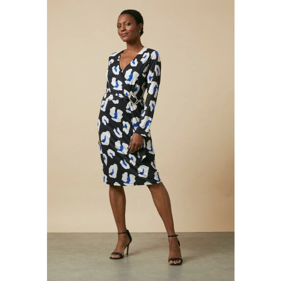 Wallis Animal Buckle Jersey Wrap Midi Dress For Female 9 Wallis Animal Buckle Jersey Wrap Midi Dress For Female - Image 7