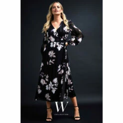 Wallis Petite Floral Burn Out Stripe Wrap Midi Dress For Female