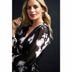 Wallis Petite Floral Burn Out Stripe Wrap Midi Dress For Female -Cheap Wallis Store unnamed file 3784