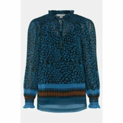 Wallis Teal Leopard Tie Neck Blouse For Female -Cheap Wallis Store unnamed file 3792