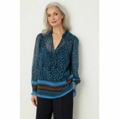 Wallis Teal Leopard Tie Neck Blouse For Female -Cheap Wallis Store unnamed file 3793