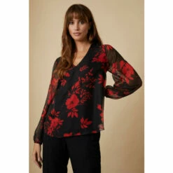 Wallis Red Ditsy Cold Shoulder Blouse For Female