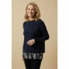 Wallis Navy Paisley Woven Back Jumper For Female