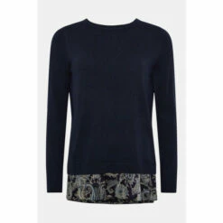 Wallis Navy Paisley Woven Back Jumper For Female -Cheap Wallis Store unnamed file 3805