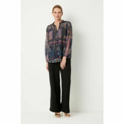 Wallis Navy Patchwork Print Button Through Blouse For Female -Cheap Wallis Store unnamed file 3816