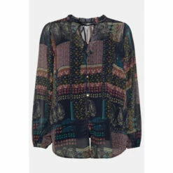 Wallis Navy Patchwork Print Button Through Blouse For Female -Cheap Wallis Store unnamed file 3819