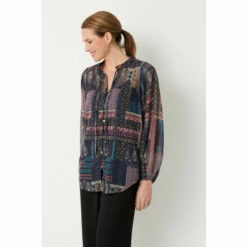 Wallis Navy Patchwork Print Button Through Blouse For Female -Cheap Wallis Store unnamed file 3821