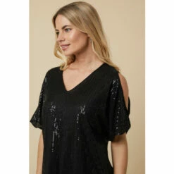 Wallis Petite Sequin Cold Shoulder Top For Female -Cheap Wallis Store unnamed file 3832