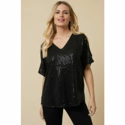 Wallis Petite Sequin Cold Shoulder Top For Female -Cheap Wallis Store unnamed file 3833