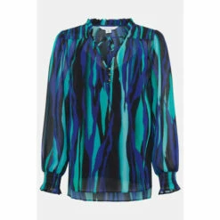 Wallis Teal Stripe Shirred Neck Detail Blouse For Female -Cheap Wallis Store unnamed file 3861