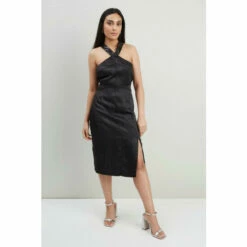 Wallis Petite Sequin Halter Neck Satin Dress For Female