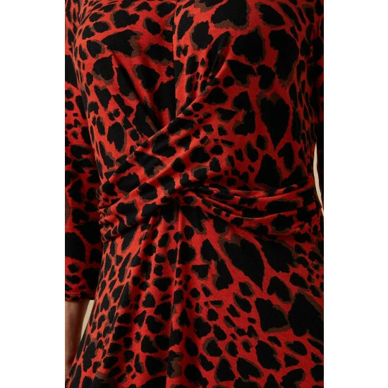 Wallis Petite Red Heart Twist Front Jersey Midi Dress For Female 6 Wallis Petite Red Heart Twist Front Jersey Midi Dress For Female - Image 4