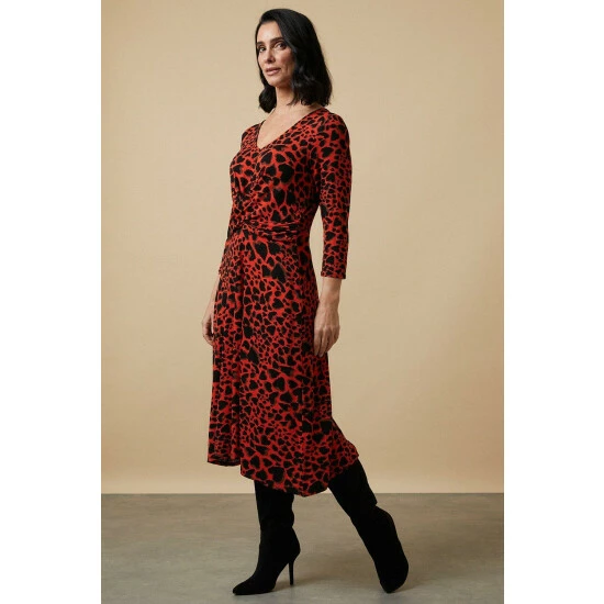 Wallis Petite Red Heart Twist Front Jersey Midi Dress For Female 8 Wallis Petite Red Heart Twist Front Jersey Midi Dress For Female - Image 6