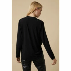 Wallis Black Long Sleeve Jersey Wrap Top For Female -Cheap Wallis Store unnamed file 3923