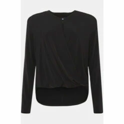 Wallis Black Long Sleeve Jersey Wrap Top For Female -Cheap Wallis Store unnamed file 3925