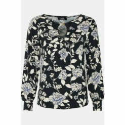 Wallis Mono Floral Jersey Keyhole Top For Female -Cheap Wallis Store unnamed file 3931