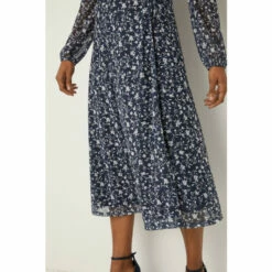 Wallis Navy Floral Mesh Wrap Dress For Female -Cheap Wallis Store unnamed file 394