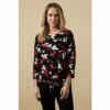 Wallis Black Floral Key Hole Tie Front Jersey Top For Female -Cheap Wallis Store unnamed file 3940