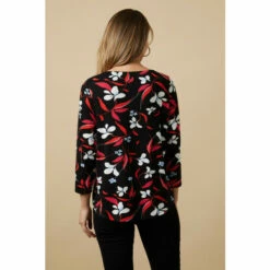 Wallis Black Floral Key Hole Tie Front Jersey Top For Female -Cheap Wallis Store unnamed file 3942