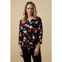 Wallis Black Floral Key Hole Tie Front Jersey Top For Female -Cheap Wallis Store unnamed file 3946