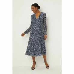 Wallis Navy Floral Mesh Wrap Dress For Female -Cheap Wallis Store unnamed file 395