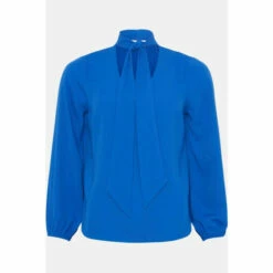 Wallis Petite Plain Blue Tie Neck Blouse For Female -Cheap Wallis Store unnamed file 3951