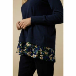 Wallis Petite Navy Floral Woven Back Jumper For Female -Cheap Wallis Store unnamed file 3963