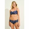 Wallis Tummy Control Navy Palm Bikini Bottom For Female