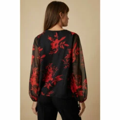 Wallis Red Ditsy Cold Shoulder Blouse For Female -Cheap Wallis Store unnamed file 40