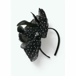 Wallis Mono Spot Bow And Feather Fascinator For Female