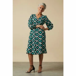 Wallis Petite Green Geo Button Down Midi Dress For Female -Cheap Wallis Store unnamed file 4033