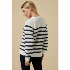 Wallis Petite Striped Button Crew Neck Jumper For Female -Cheap Wallis Store unnamed file 4036