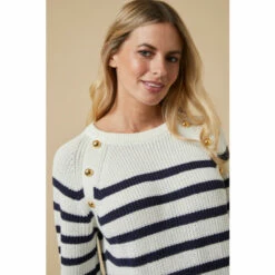 Wallis Petite Striped Button Crew Neck Jumper For Female -Cheap Wallis Store unnamed file 4037